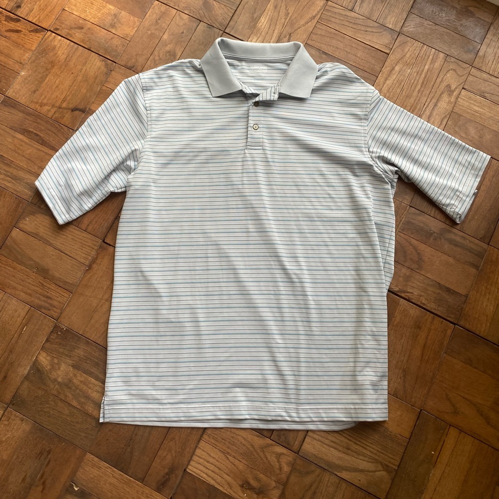Men’s L Gray Stripe Polo